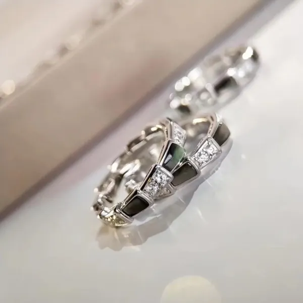Bulgari Serpenti Viper Ring Silver and Gold Tone with Black Onyx and Diamonds - 7