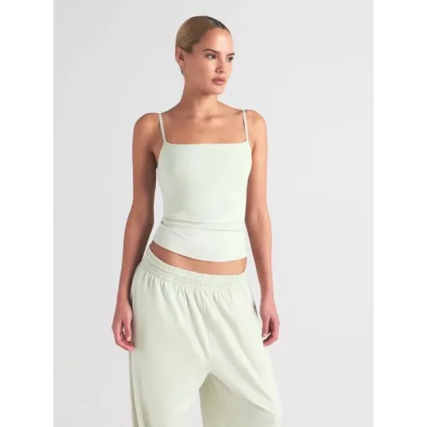 WOMANBY A VOYVES Square Neck Cropped Cami Top and Wide-Leg Pants Set in Mint - 1