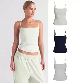 Design Lace-Texture Camisole Top Gray - 2