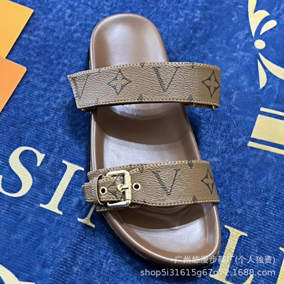 Louis Vuitton Monogram Slide Sandals Beige Slippers
