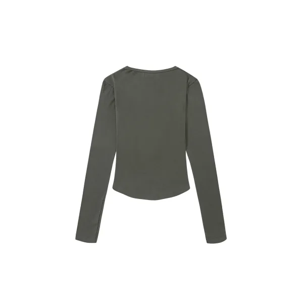 Saint Tears Heart Dot Logo Long-Sleeve Cropped Top Navy - 8