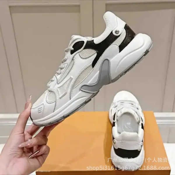 Design Chunky Sneakers Silver Yellow Mesh Casual Sneakers - 3