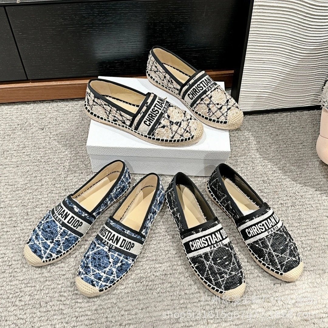 Dior Casual Shoes Canvas Espadrille Slip-On Flats with Braided Jute Soles image 4