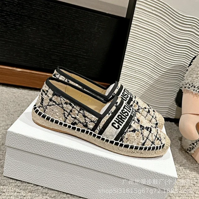 Dior Casual Shoes Canvas Espadrille Slip-On Flats with Braided Jute Soles product detail image 14