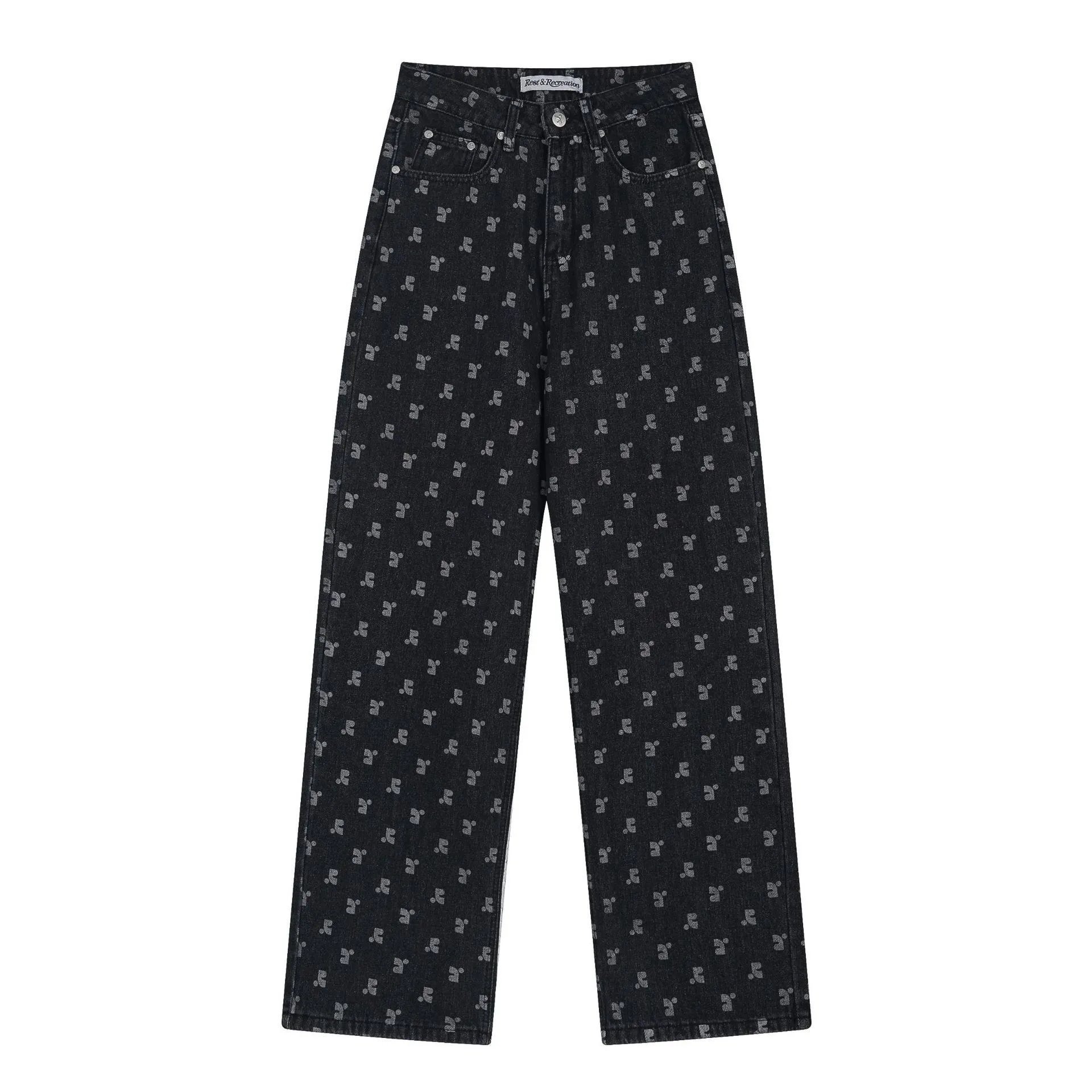 Gallery Dept. Printed Wide-Leg Jeans Brown - 8
