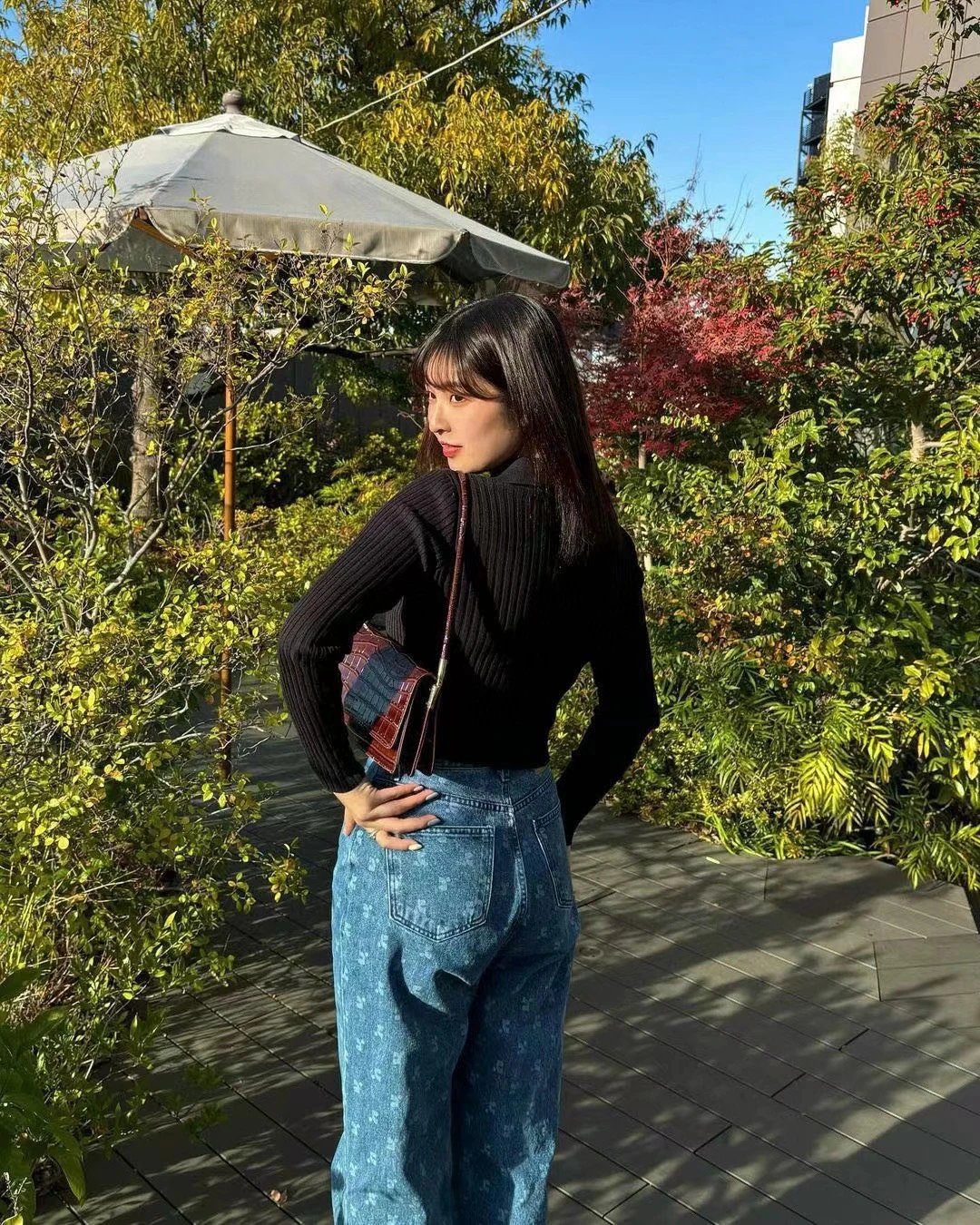 Gallery Dept. Printed Wide-Leg Jeans Brown - 23