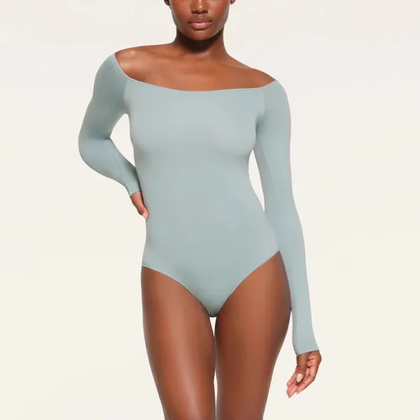 Saint Tears Off-Shoulder Long Sleeve Bodysuit Light Blue - 7