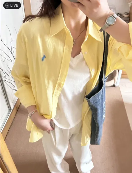 Ralph Lauren Classic Fit Oxford Shirt Lemon Yellow Shirt - 16