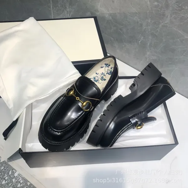 Gucci Horsebit Loafer Black Chunky Platform Leather Loafers - 5