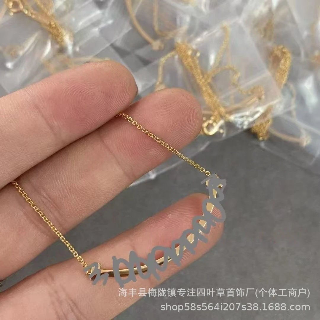 Custom Script Nameplate Necklace Gold Chain Necklace