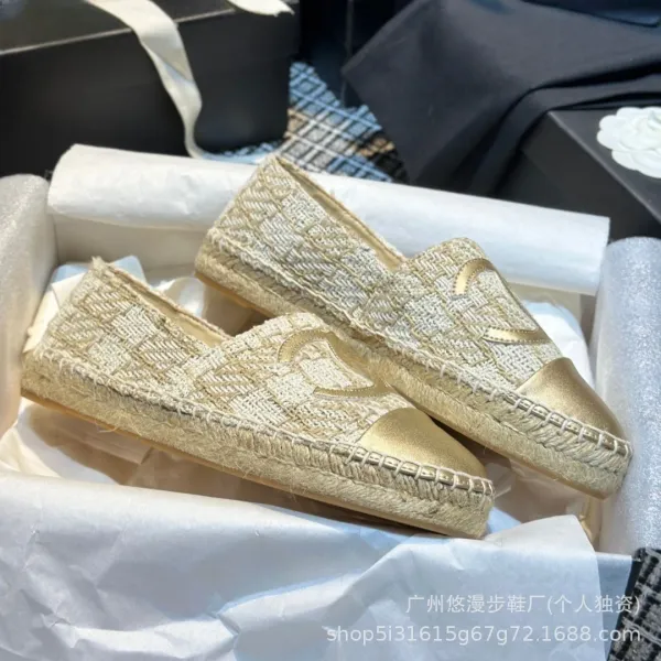 Chanel CC Logo Quilted Espadrille Loafers Black and White - 29