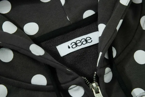 Saint Tears Polka Dot Cropped Zip-Up Hoodie Black - 22