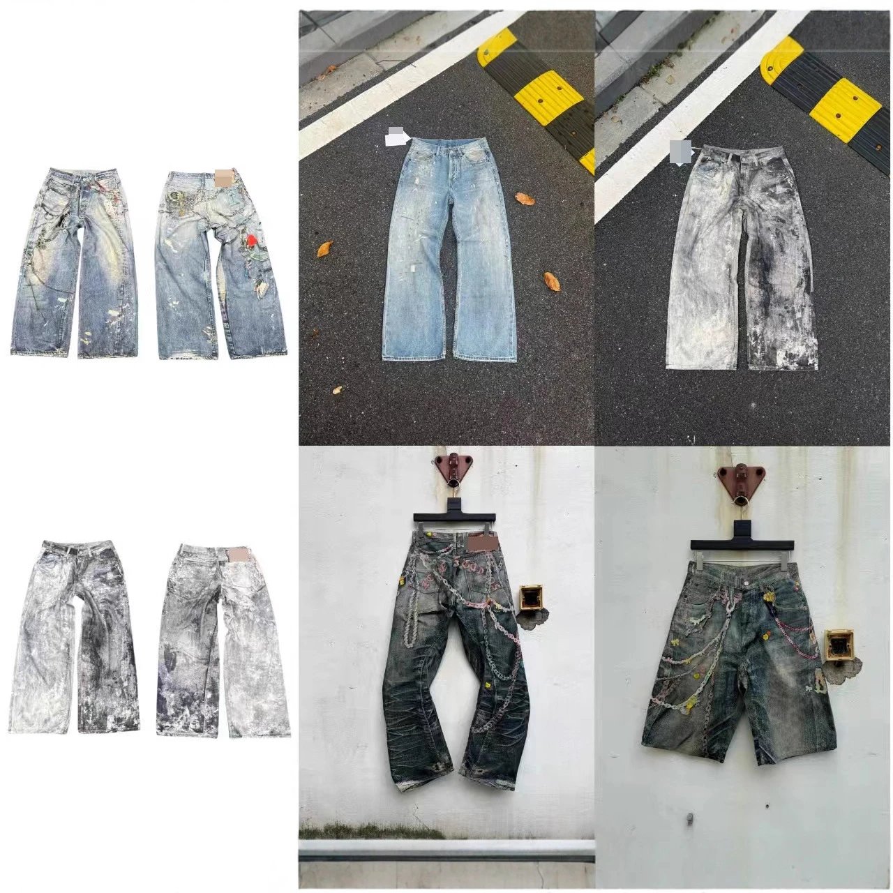 Unbranded Jeans Wide-Leg Chain Graphic image 1