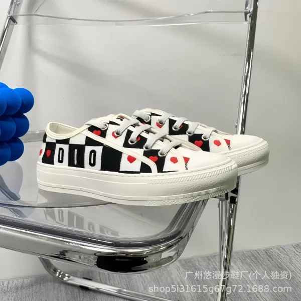 Dior B23 Oblique Print White Canvas Sneakers - 8