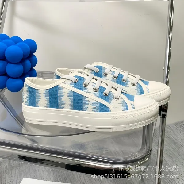 Dior B23 Oblique Print White Canvas Sneakers - 16