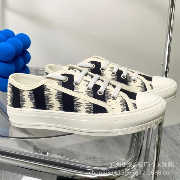 Dior B23 Oblique Print White Canvas Sneakers - 20