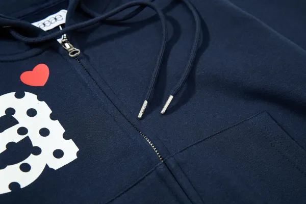 Comme des Garçons Play Polka Dot Heart Hoodie Navy - 14