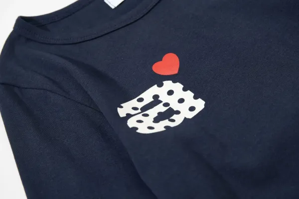 Saint Tears Heart Dot Logo Long-Sleeve Cropped Top Navy - 37
