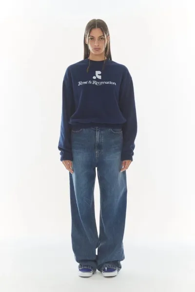 Rest & Recreation Logo Crewneck Sweatshirt Light Blue - 4