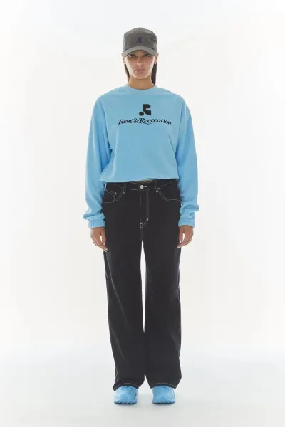 Rest & Recreation Logo Crewneck Sweatshirt Light Blue - 7