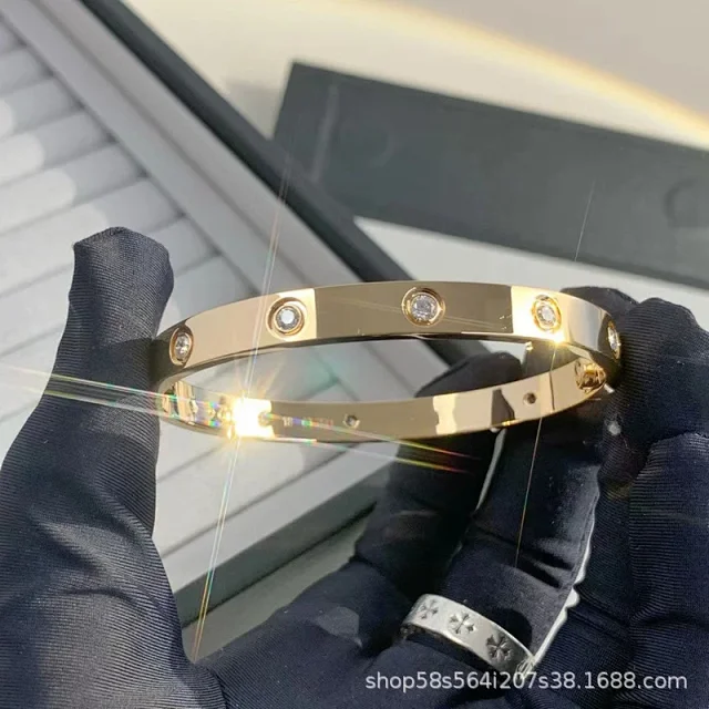 Unbranded Jewelry Screw-Motif Bangle Bracelet with Round Crystal Settings product detail image 4