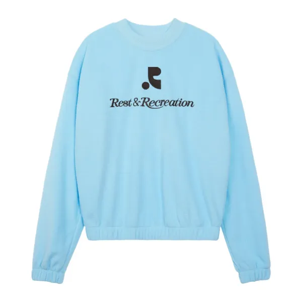 Rest & Recreation Logo Crewneck Sweatshirt Light Blue - 24