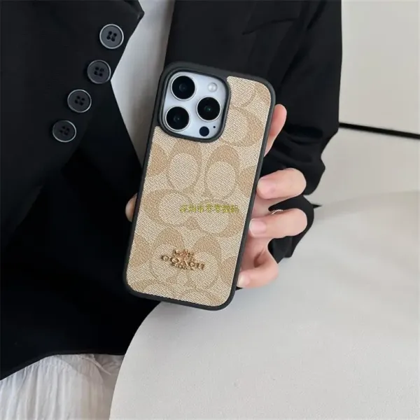 Coach Signature Print iPhone 14 Pro Max Case Beige Phone-Case - 4
