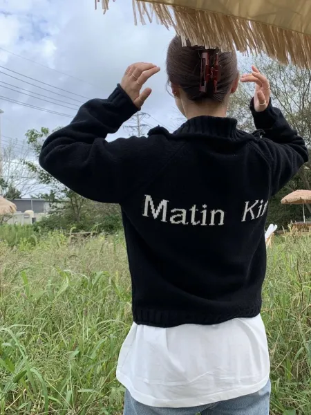 Matin Kim Logo Knit Turtleneck Sweater Gray - 23