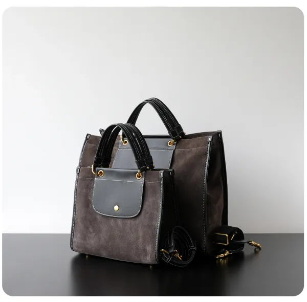 Longchamp Le Pliage Xtra Suede Tote Bag Charcoal Gray Handbag - 15