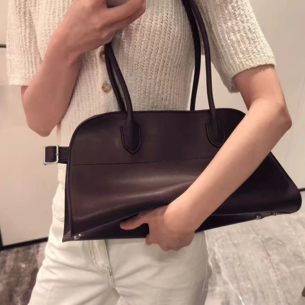 Kendall-Style THE ROW Leather tote bag 2025 fall winter minimal oversized work handbag