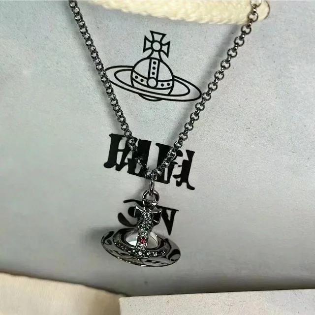 Unbranded Jewelry Saturn Orb Pendant Necklace with Cross Detail product detail image 9