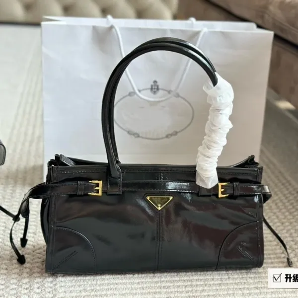 Prada Cahier Patent Leather Black Handbag - 9