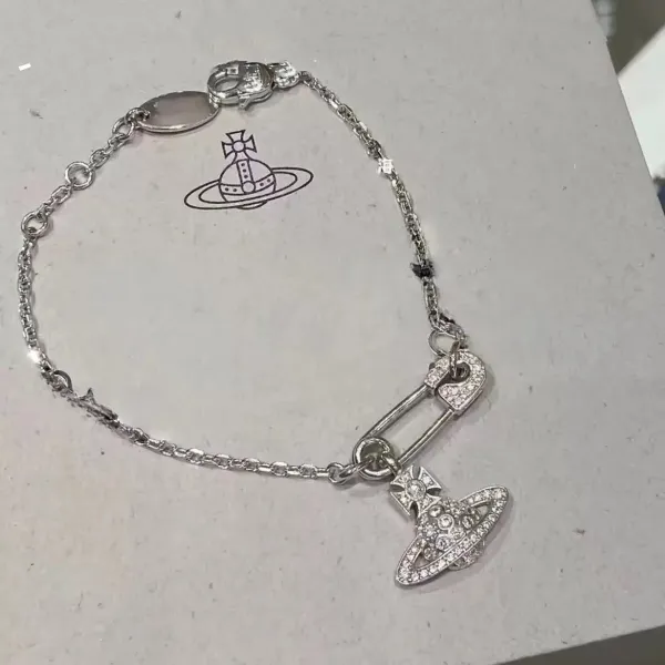 Vivienne Westwood Orb Safety Pin Bracelet Silver - 2