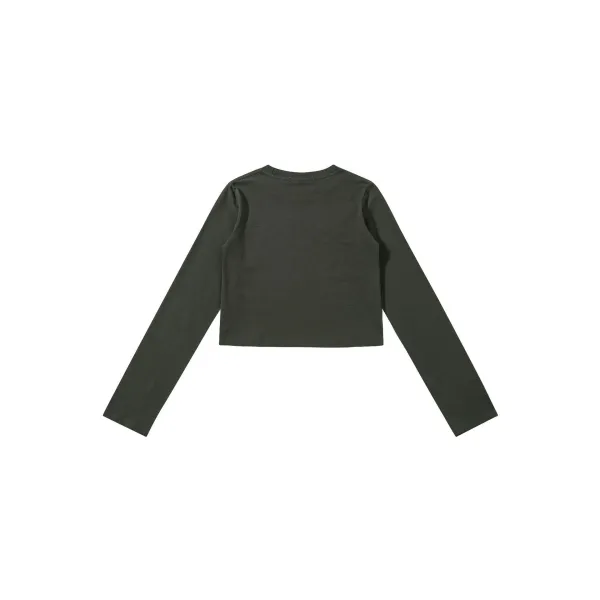 Aeae Chapter Normaek Cropped Long-Sleeve T-Shirt Navy - 11