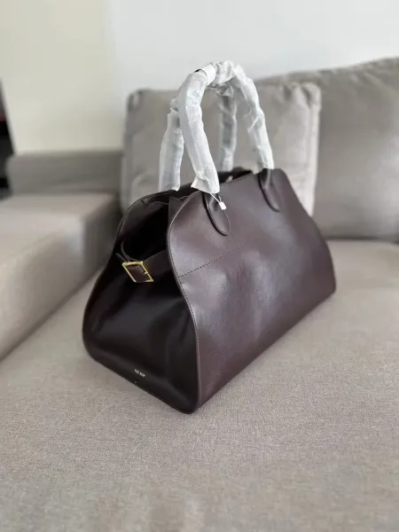 The Row Mini Soft Suede Beige Boston Bag - 27