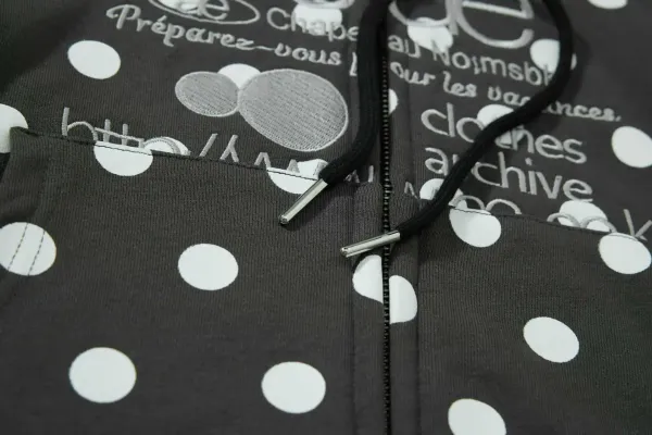 Saint Tears Polka Dot Cropped Zip-Up Hoodie Black - 25