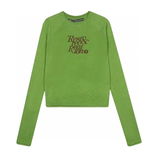 Rest & Recreation Cropped Knit Sweater Lime Green - 18