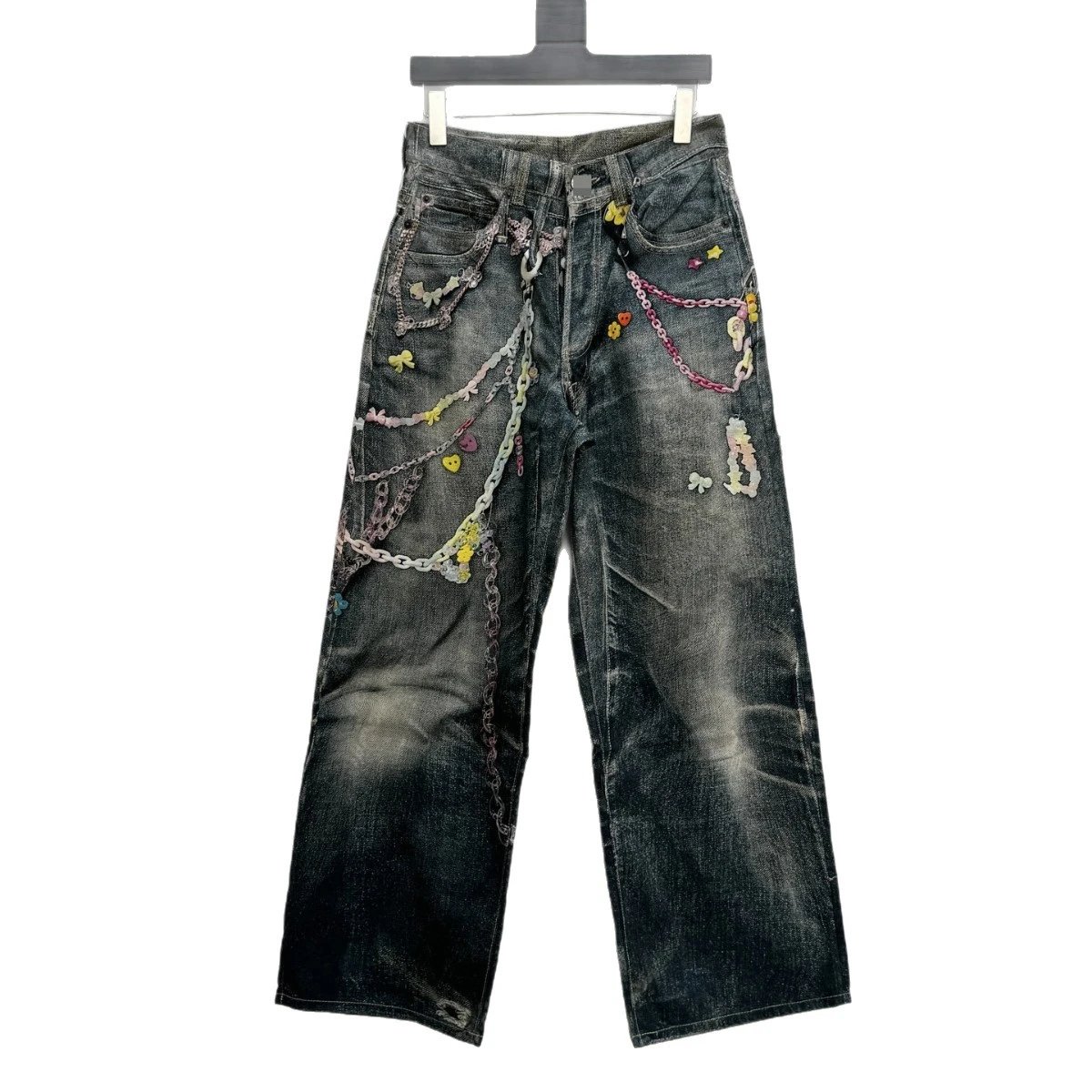 Unbranded Jeans Wide-Leg Chain Graphic image 5