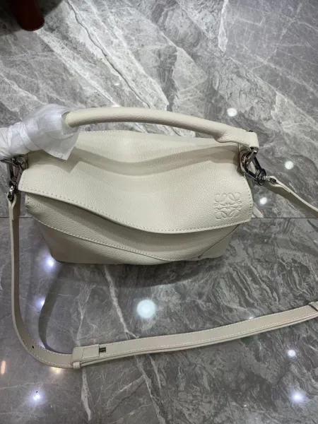 Loewe Puzzle Mini Bag Off-White Leather Shoulder Bag - 6