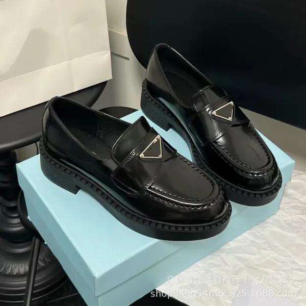 Prada Cleated Loafers Black Patent Leather Chunky Platform Loafers - 29