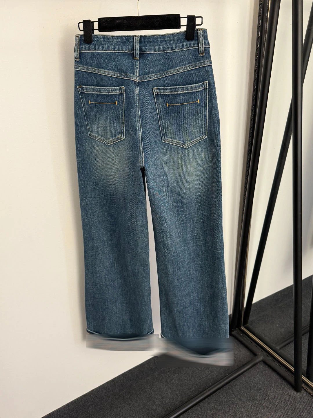 Design Wide-Leg Cropped Denim Jeans Blue - 5