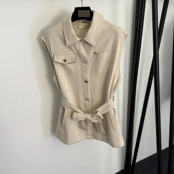 Brown Utility Sleeveless Shirt and Cropped Pants Set - 7