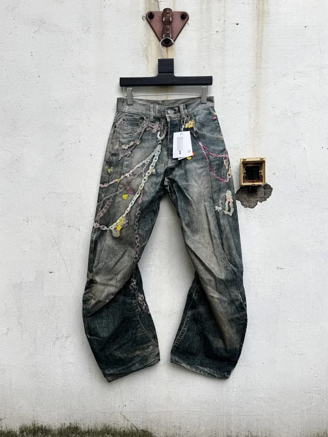 Unbranded Jeans Wide-Leg Chain Graphic product detail image 3