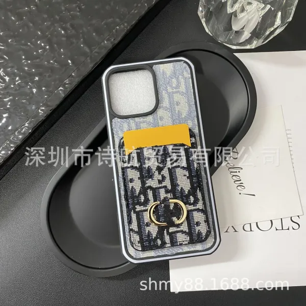 Dior Oblique Print Cardholder Phone Case Gray Beige Phone-Case - 5