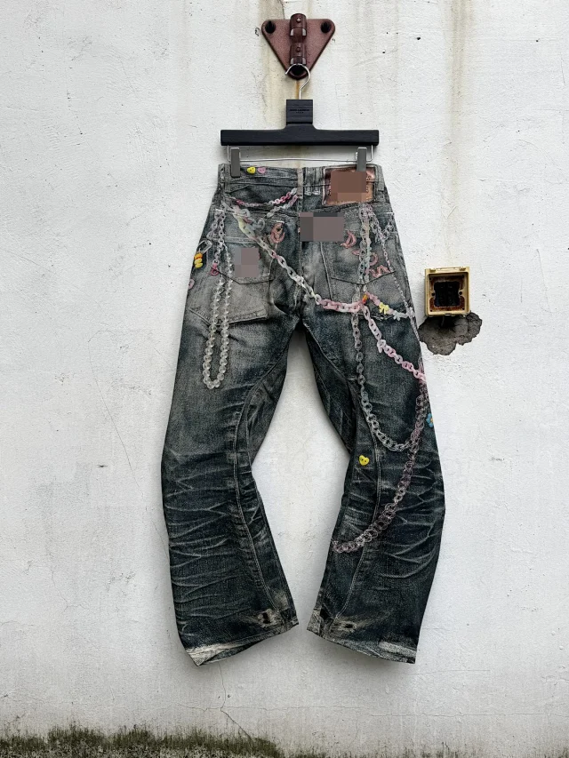 Unbranded Jeans Wide-Leg Chain Graphic product detail image 4