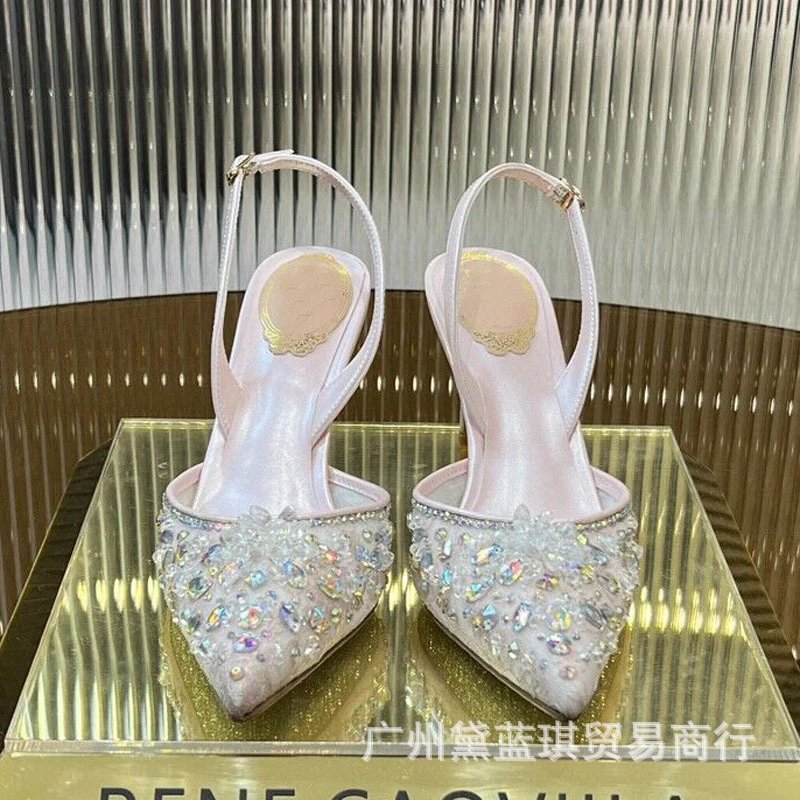 Bene Gaoyuan Crystal-Embellished Pointed-Toe Slingback Heels