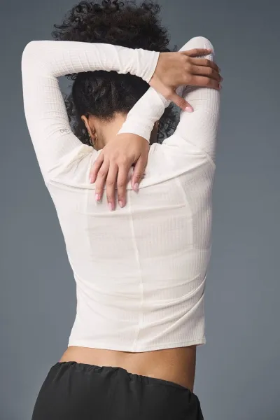 Alo Yoga Ribbed Long Sleeve Base Layer Gray - 8