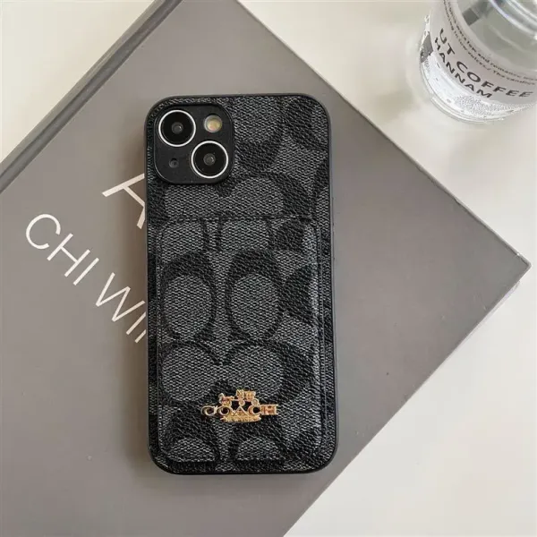 Coach Signature Print Cardholder Phone Case Black - 3