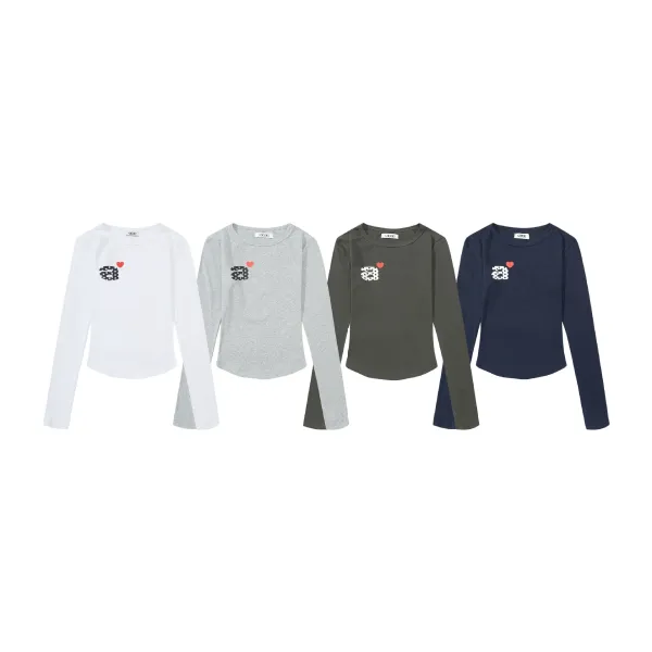Saint Tears Heart Dot Logo Long-Sleeve Cropped Top Navy - 6