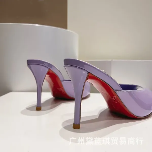 Red Patent Leather Peep-Toe Mule Heels - 11